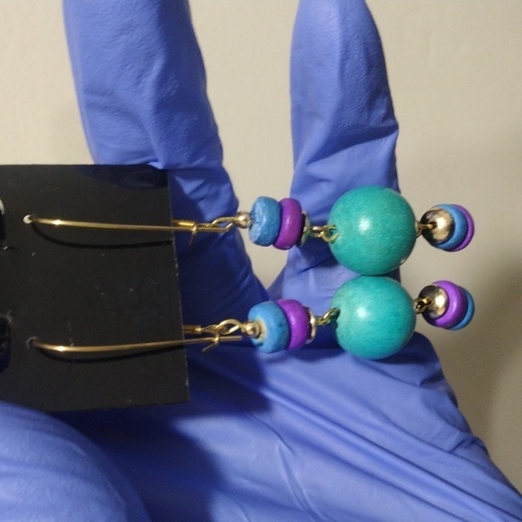 Women's Stunning Gold-Tone Colorful Kidney Wire Beaded Drop Dangle Earrings 3" - Picture 3 of 4